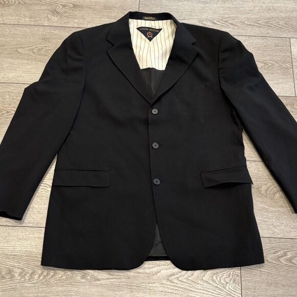 Tommy Hilfiger Black Wool Sport Jacket Suit Blazer Men's 42R Vintage - Picture 1 of 9